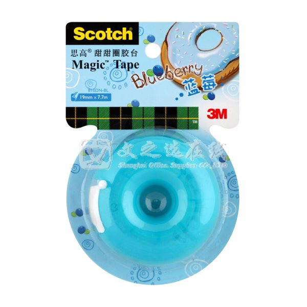 3M 思高/Scotch 810DN-BL 蓝莓 36个/箱 甜甜圈胶带座（内附19mm*7.7m隐形胶带1卷）