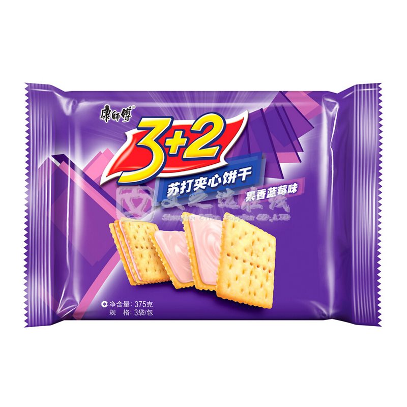 康师傅 375g/包 果香蓝莓味 3+2苏打夹心饼干