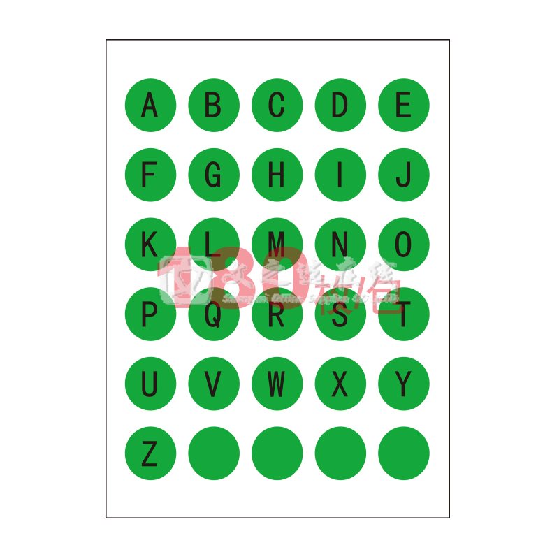 卓联 ZL-27 直径16 30张/页 6页/本 绿色字母 手写标签