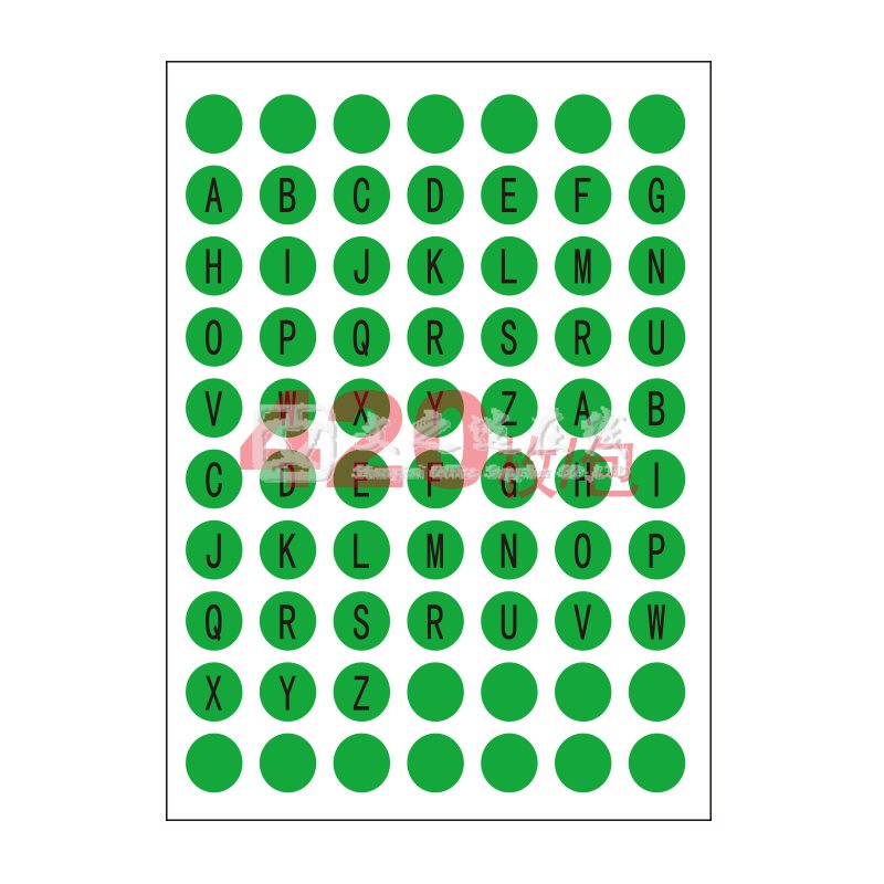 卓联 ZL-53 直径10 70张/页 6页/本 荧光绿字母 手写标签