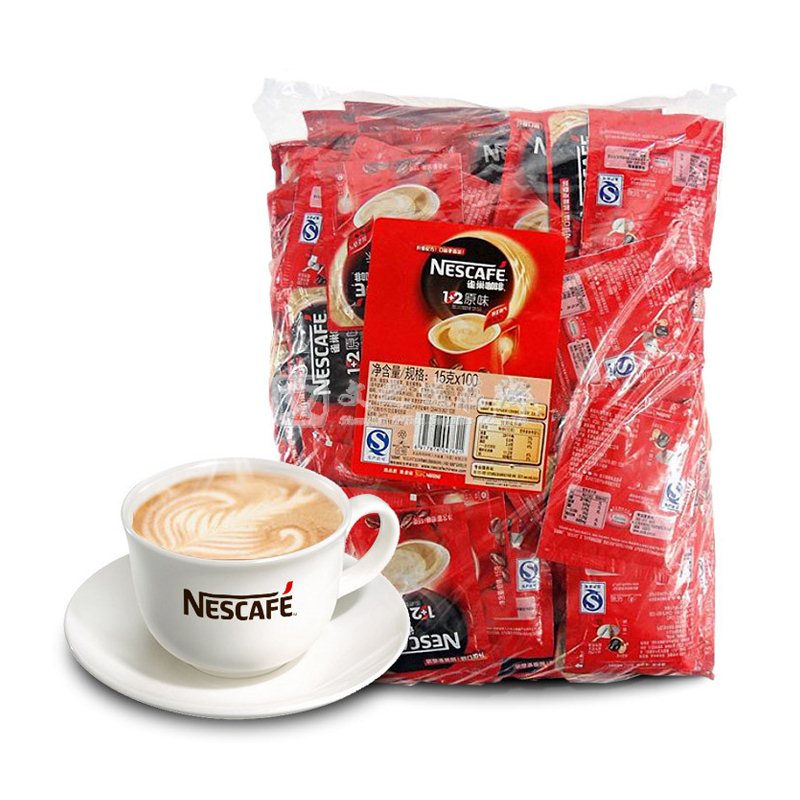 雀巢Nescafe 15g*100袋/包 醇香原味 低糖 1+2速溶咖啡
