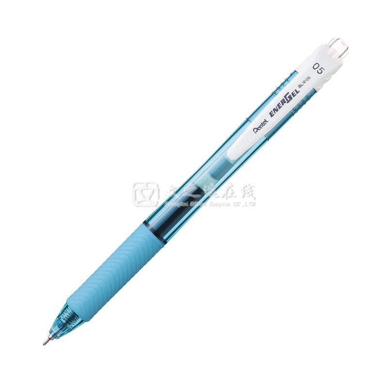 派通Pentel BLN105S-A 0.5mm 天蓝色笔杆 黑色笔芯 12支/盒 按制式速干水笔