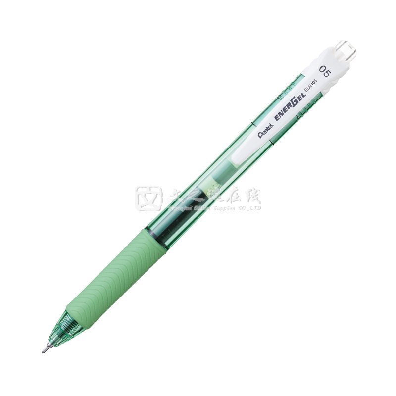 派通Pentel BLN105K-A 0.5mm 绿色笔杆 黑色笔芯 12支/盒 按制式速干水笔