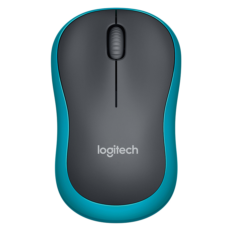 罗技Logitech M186 无线 黑色蓝边 光电鼠标