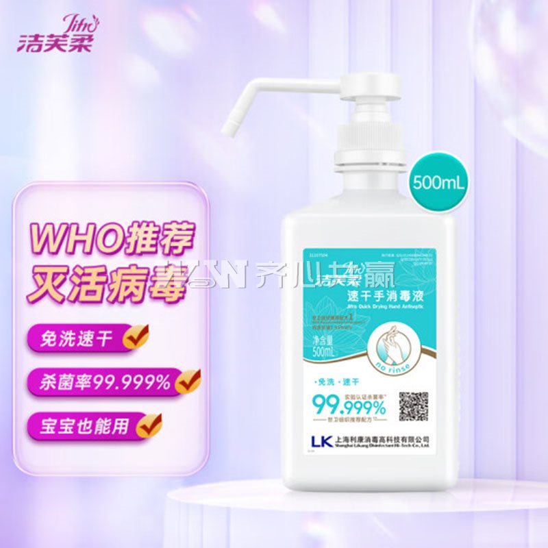 洁芙柔 500ml/瓶 24瓶/箱 喷雾长泵头 速干手消毒液