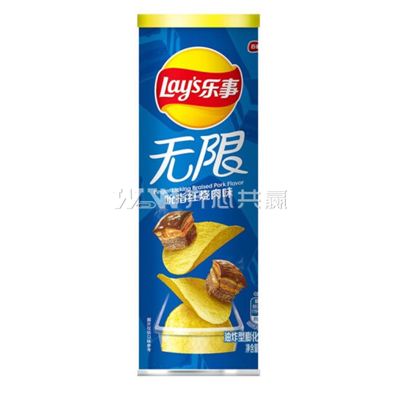 乐事 104g/罐 吮指红烧肉味 无限薯片