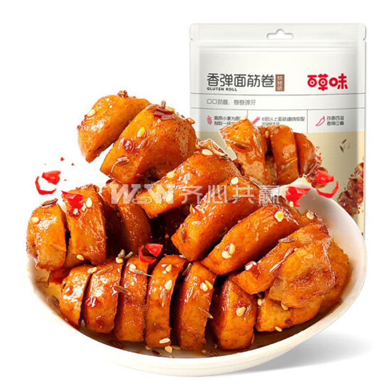 百草味 135g/袋 烧烤味 香弹面筋卷