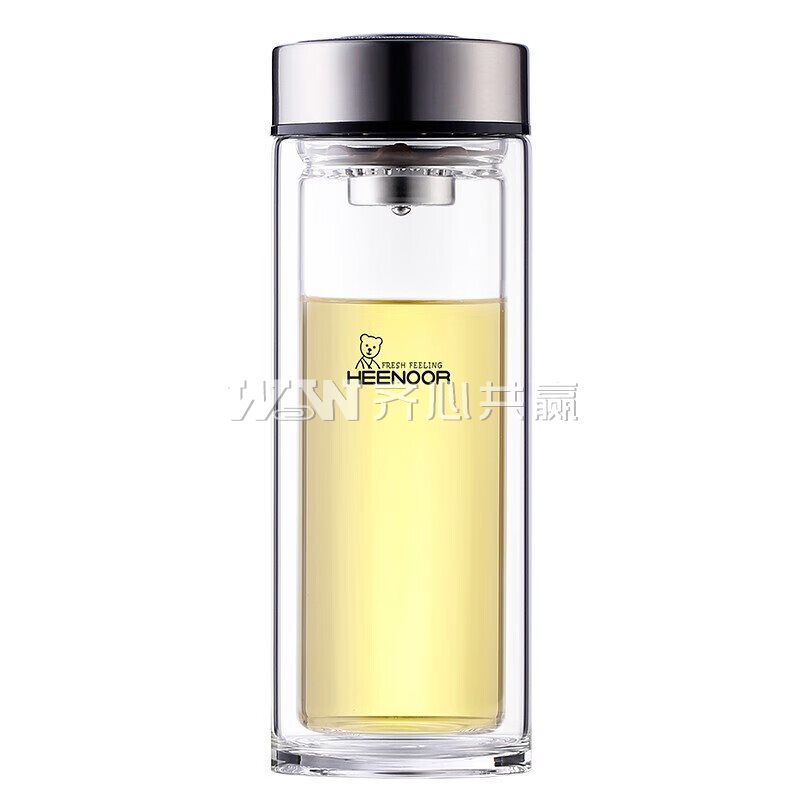 希诺 XN-9607 410ml 双层玻璃 带过滤网 水杯