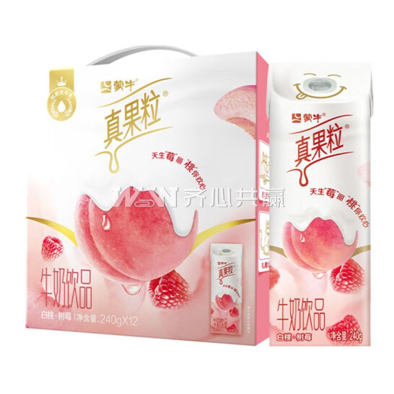 蒙牛 240g*12盒/箱 白桃树莓 真果粒牛奶饮品（整箱）