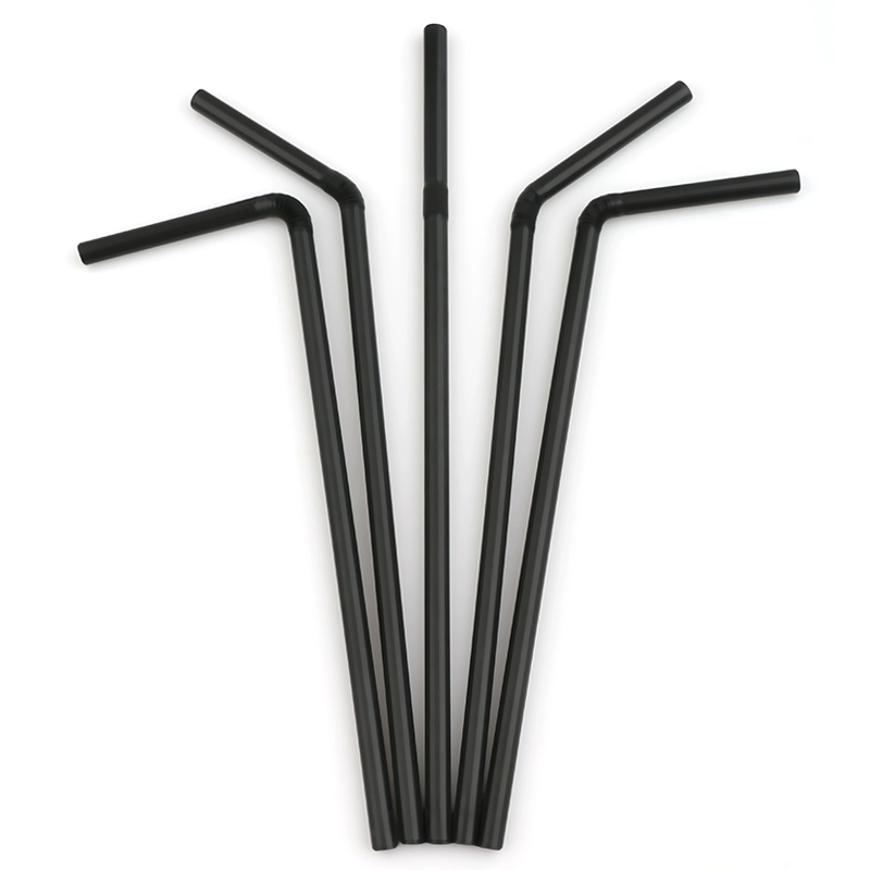 国产 6*210mm 100支/包 独立包装 黑色 一次性弯头吸管