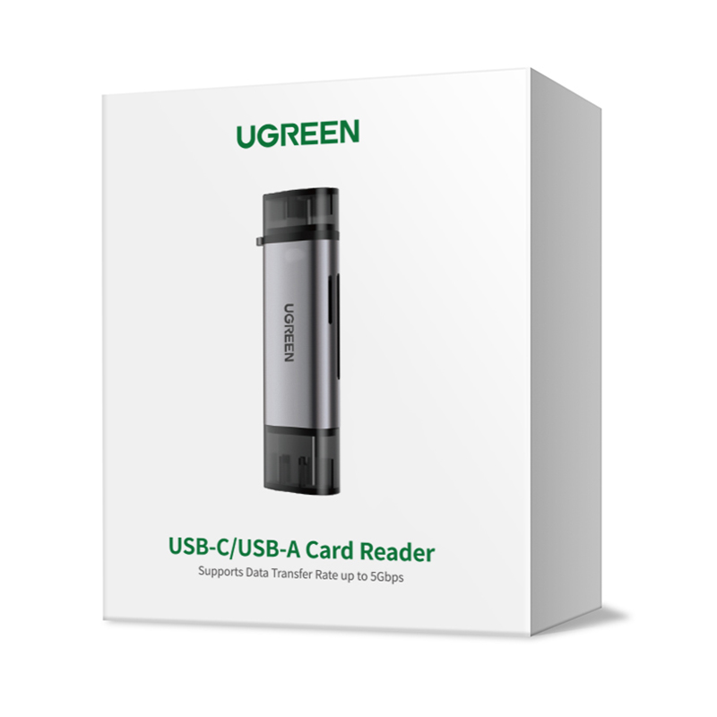 绿联Ugreen 50705 银色 USB+Type-C接口 SD/TF卡槽 二合一读卡器