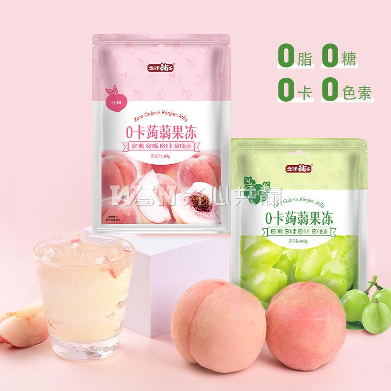 盐津铺子 16g*140包/组 白桃+青提口味 0卡蒟蒻果冻