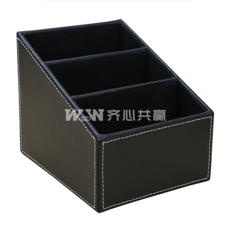 利蓝Leadland A004 16*13*13cm 黑色 三分格 PU皮桌面收纳盒