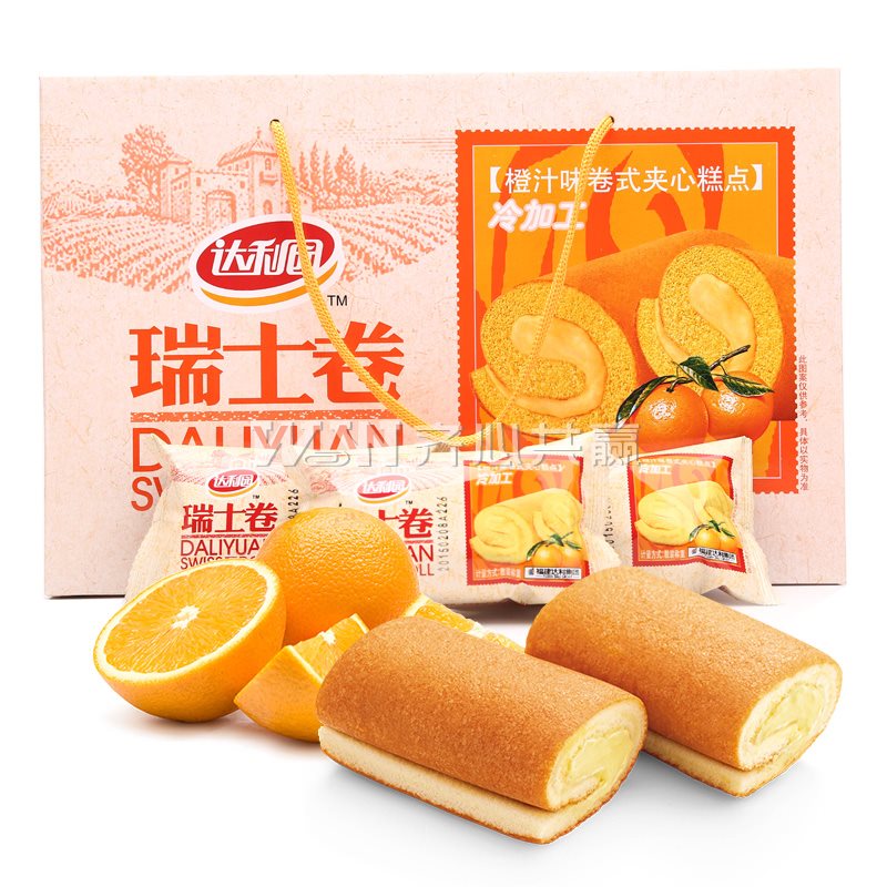 达利园 720g/箱 独立包装 橙汁味 瑞士卷 卷式夹心蛋糕