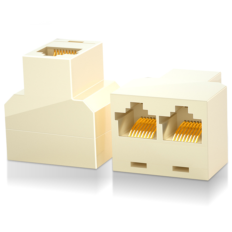 山泽SAMZHE SZ-6002 米黄色 RJ11接口 一分二 电话分线器