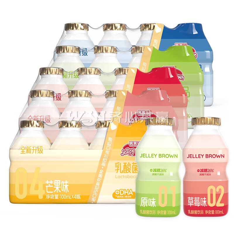 界界乐JelleyBrown 100ml*20瓶/组 缤纷水果口味 乳酸菌饮料