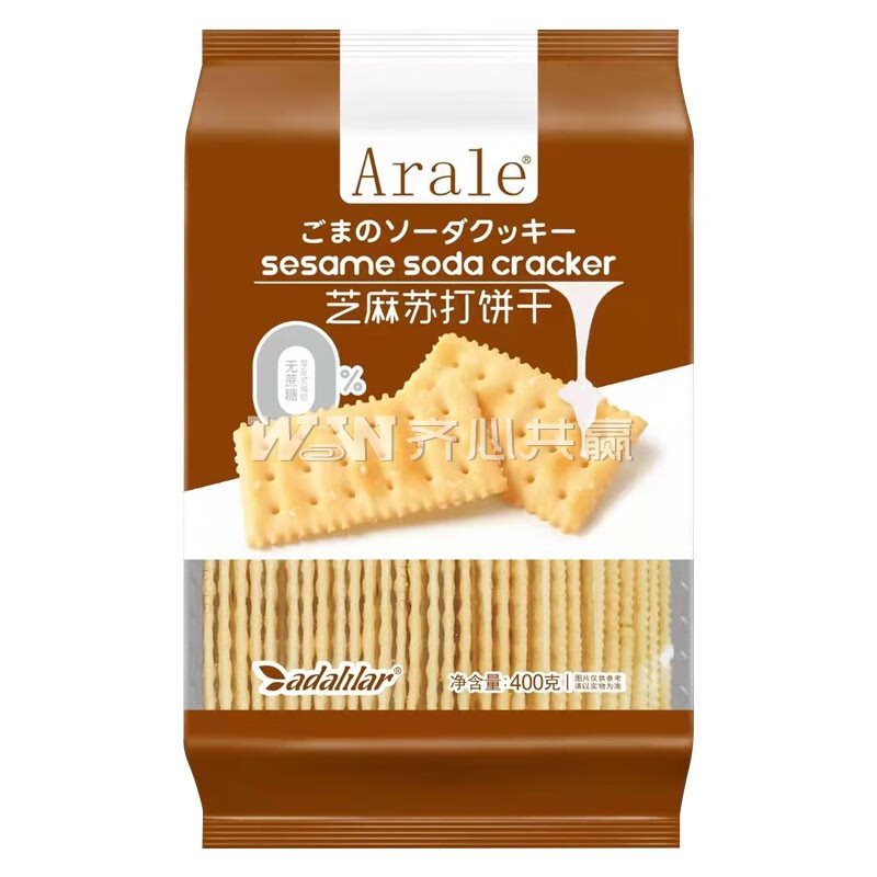 Arale 400g/袋 独立小包 芝麻味 零蔗糖苏打饼干