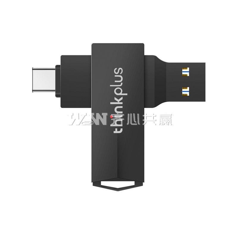 联想Thinkplus MU254 128GB Type-C/USB 黑色 金属旋转优盘