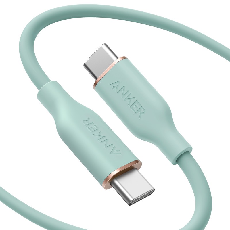 安克Anker A8553 1.8米 100W 亲肤款 双Type-C 薄荷绿 快充数据线
