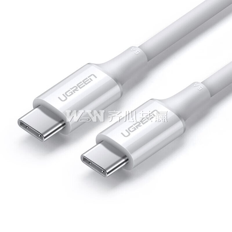 绿联Ugreen 60551 100W 1米 白色 双Type-C2.0 公对公 数据线