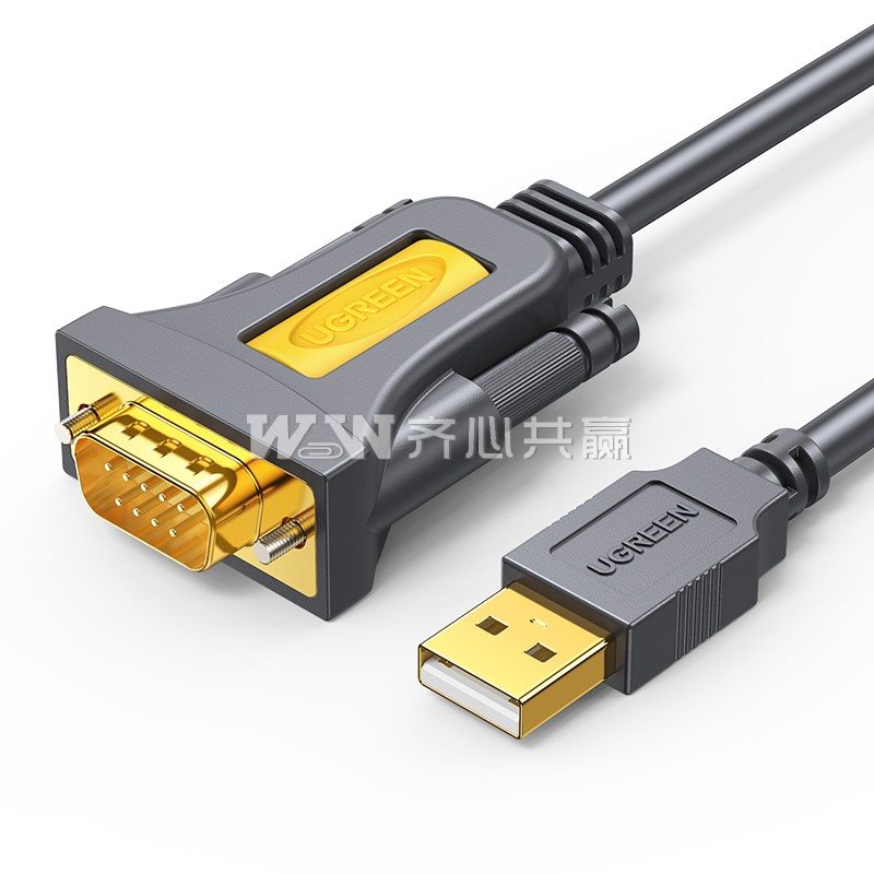绿联Ugreen 20210 1米 USB2.0转DB9（RS232） 公头带螺杆 串口 连接线