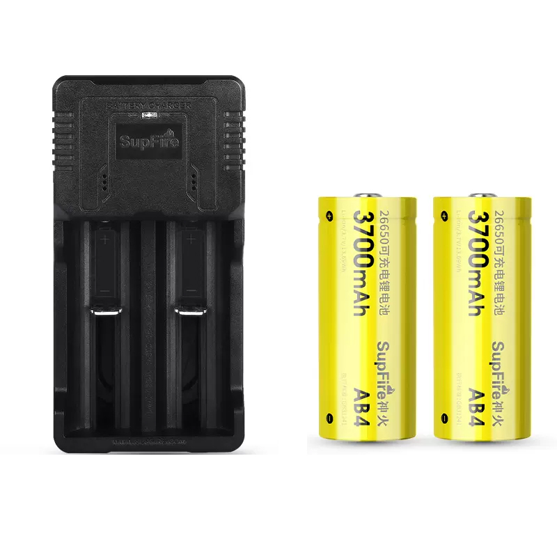 神火Supfire 26650 3500mAh 黄色 充电锂电池*2节+双槽充电器*1 充电套装