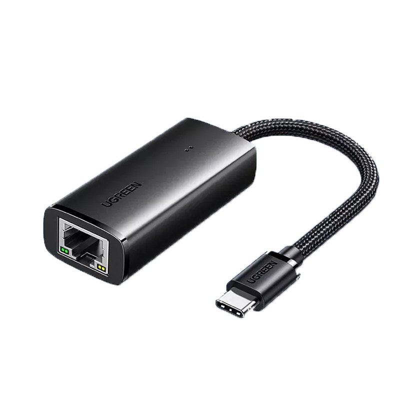 绿联Ugreen 15637 Type-C转千兆网卡 编织线 黑色 RJ45网口转换器
