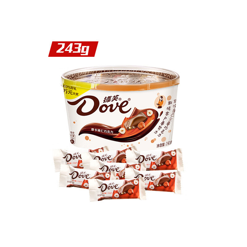 德芙Dove 13.5g*18块/碗 独立包装 摩卡榛仁巧克力