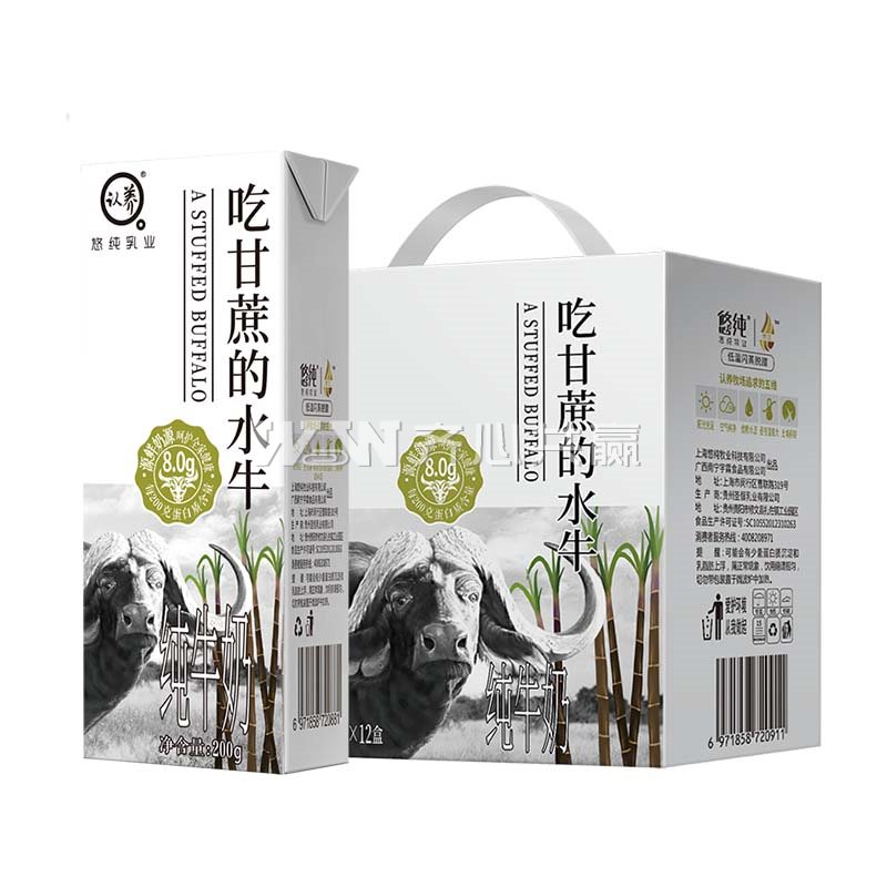 认养 200ml*12盒/箱 吃甘蔗的水牛 纯牛奶