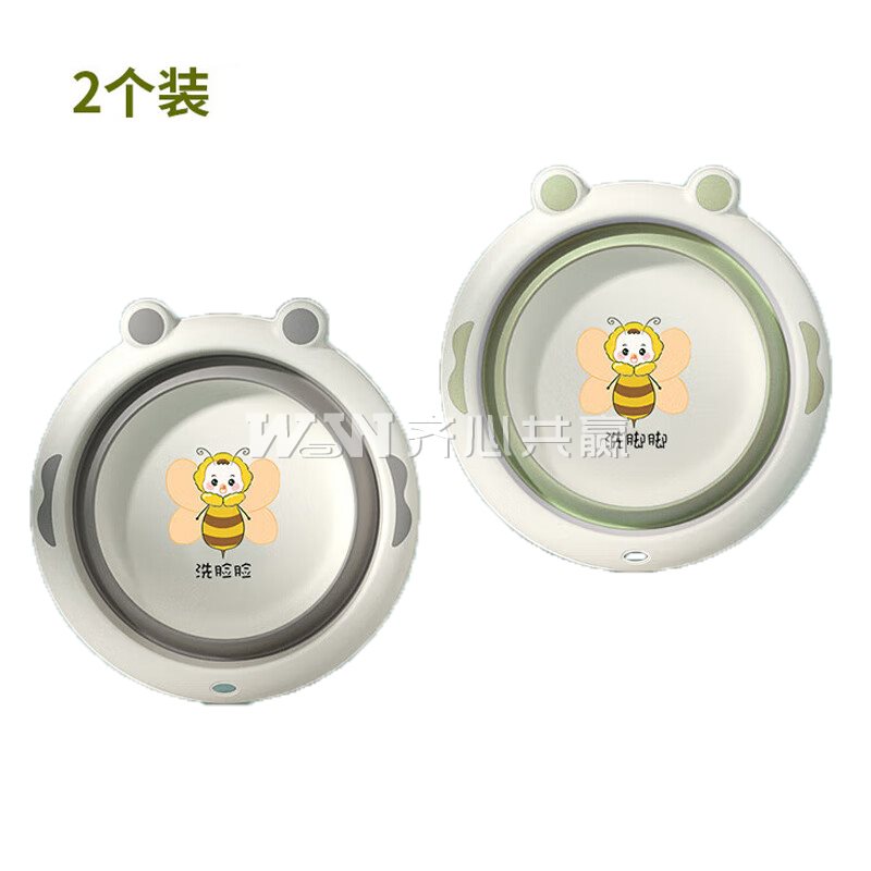 妙然 MR-2002 31*30*9cm 2个/组 莫兰迪绿（洗脚）+亚瑟尔灰（洗脸） 小蜜蜂折叠盆