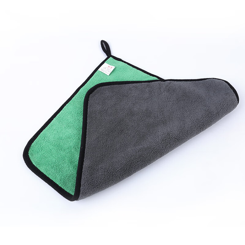 硕基 30*60cm 灰绿色 双面珊瑚绒洗车毛巾