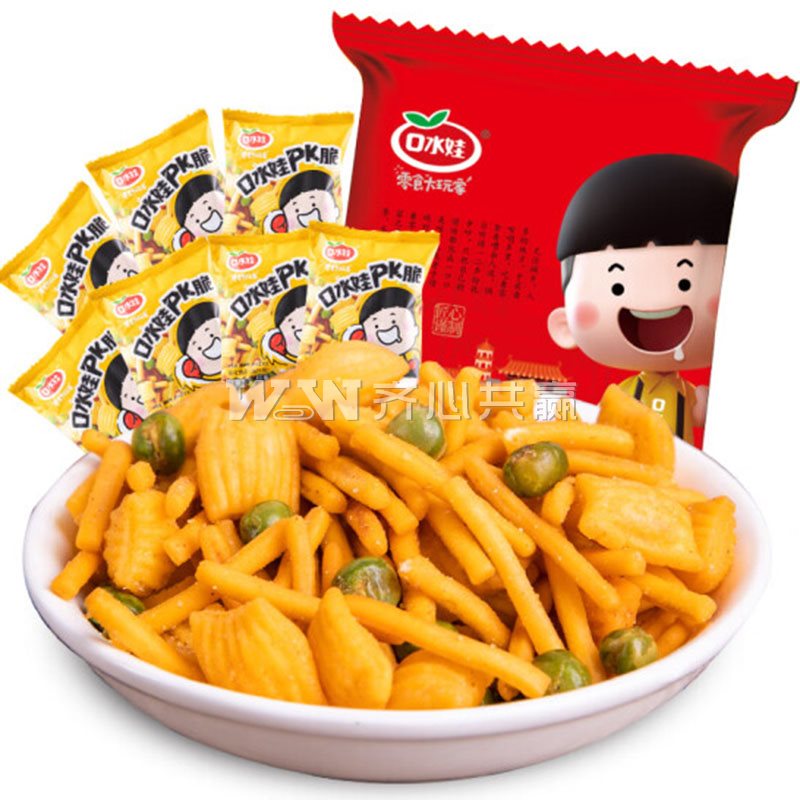 口水娃 PK脆 298g/袋 独立小包装 虾味条+青豆+蟹味粒 混合装