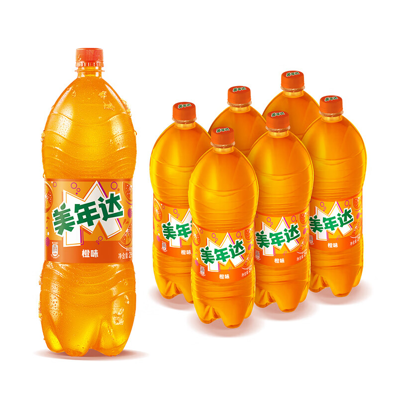 美年达 2L*6瓶/组 橙味 碳酸饮料
