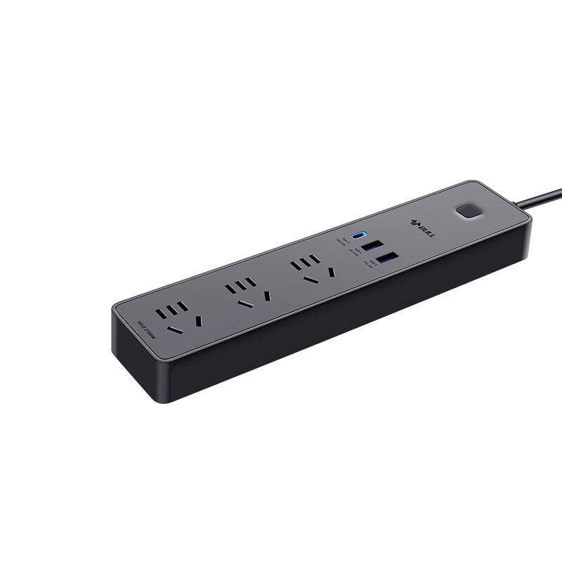 公牛Bull GNV-UU1653 1.8米 5孔*3+Type-C+2USB 65W 总控 黑色 快充插座