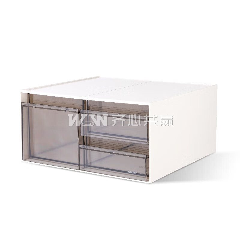 得力Deli PK112 250*220*125mm 白色 三格 桌面抽屉收纳盒