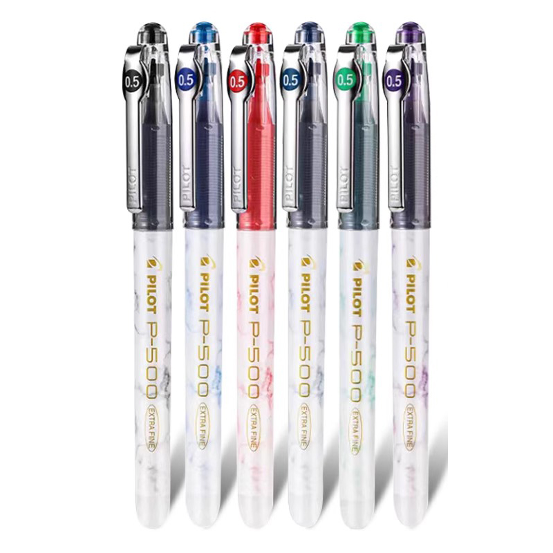 百乐Pilot P-500 6支/组 0.5mm 6色 金标系列 拔帽式 针管中性笔/考试笔