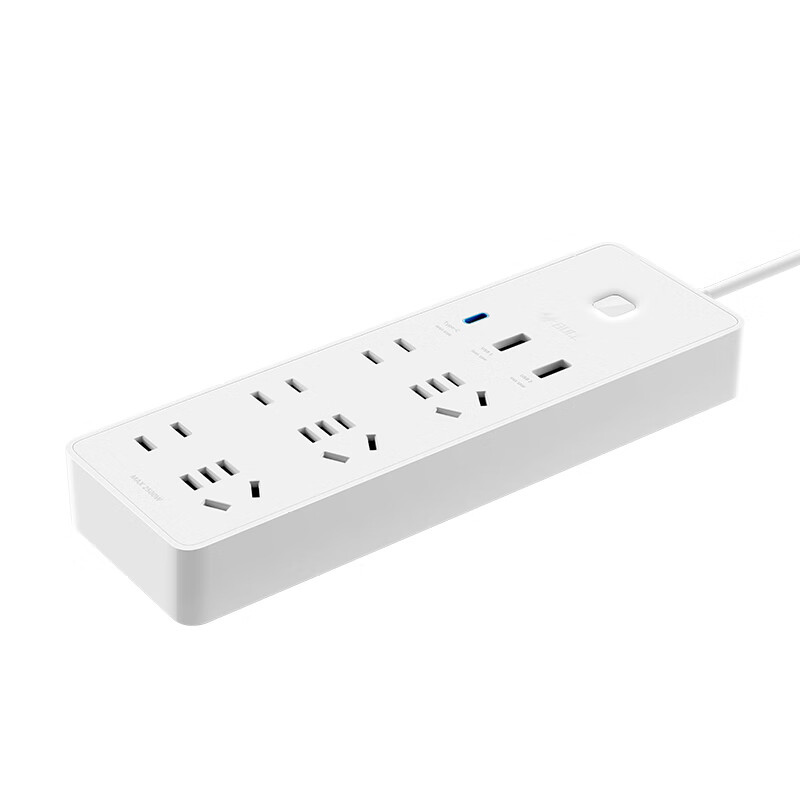 公牛Bull GNV-UU2656 1.8米 5孔*3+2孔*3+Type-C+2USB 65W 双排 总控 白色 电源插座