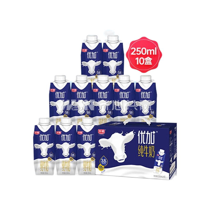 光明 250ml*10盒/箱 优加 3.8g优质乳蛋白 梦幻盖便携装 纯牛奶