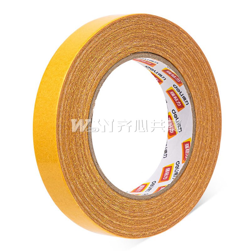 得力Deli JL351 20mm*20m/卷 厚280μm 棕色 双面布基胶带