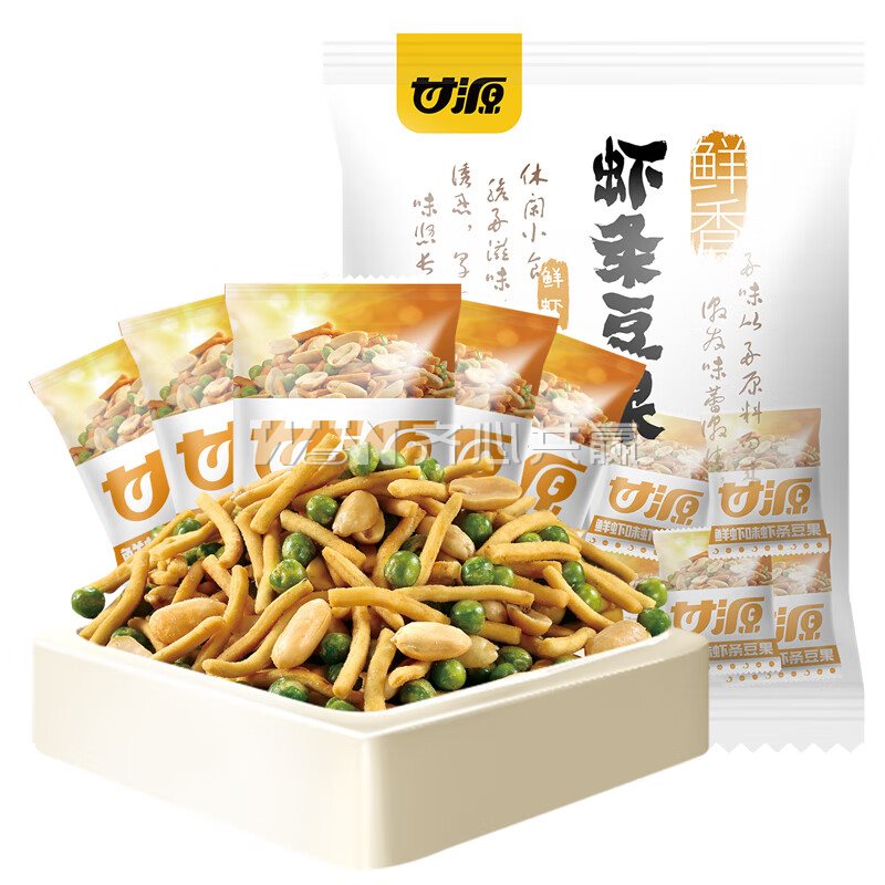 甘源 500g/包 独立包装 鲜虾味 鲜香虾条豆果