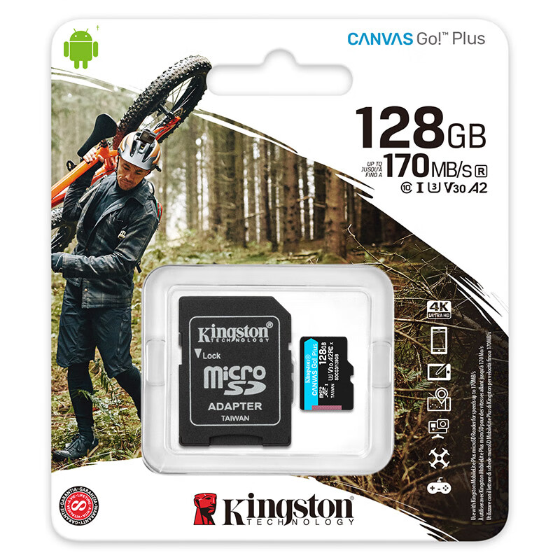 金士顿Kingston SDCG3/128GB 128GB 170MB/s TF(Micro SD) U3 V30 A2 高速存储卡