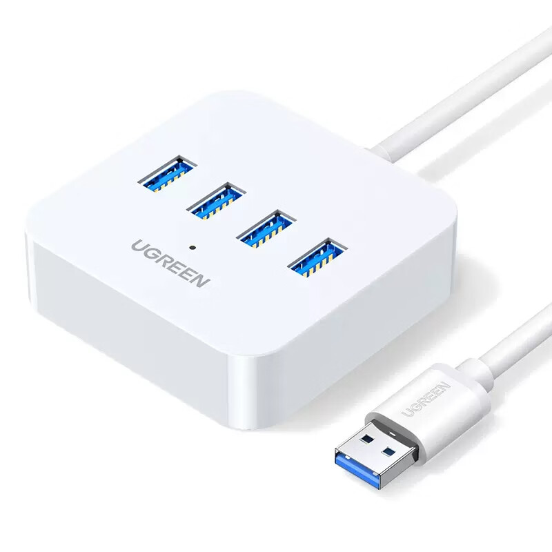绿联Ugreen 25438 0.25米 USB3.0*4 白色 Type-C供电 4囗分线器