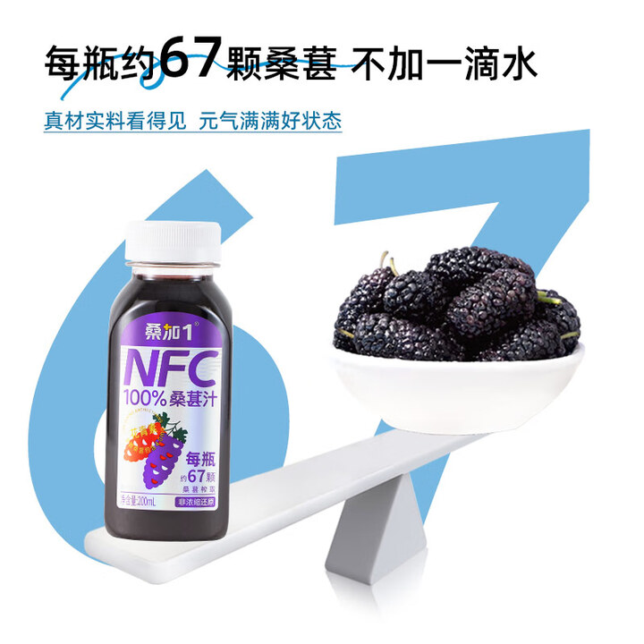 桑加1 200ml*15瓶/箱 NFC 100%桑葚汁