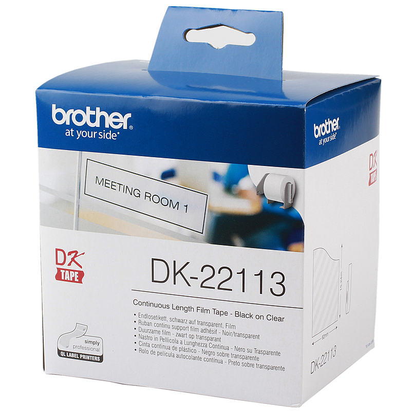 兄弟Brother DK-22113 62mm*15.24m 透明底黑字 连续标签（热敏纸质）