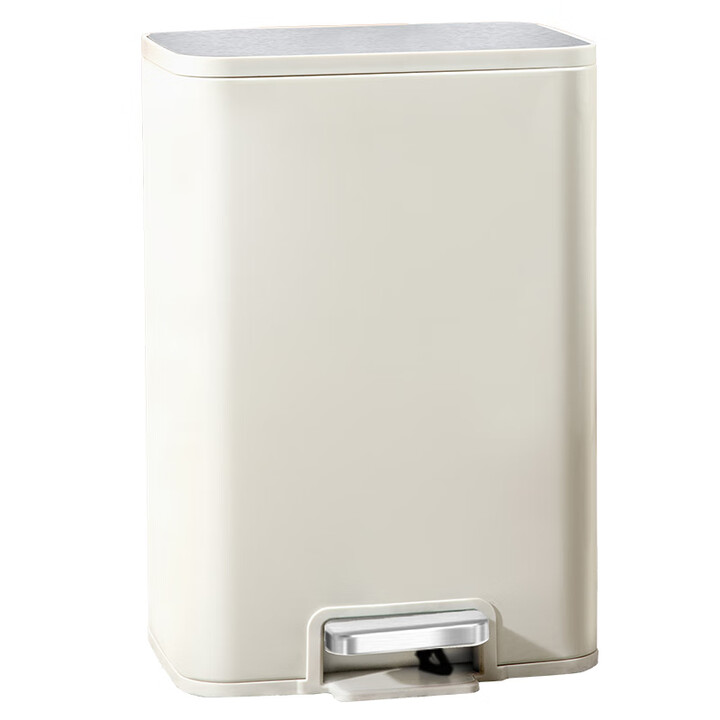 宜可EKO EK9161MP-VNS-30L 奶油白 不锈钢 脚踏式 莫纳环境桶/垃圾桶