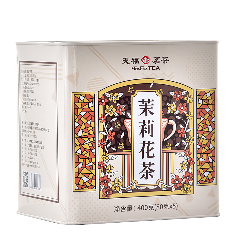 天福茗茶 80g*5袋/罐 三级 茉莉花茶