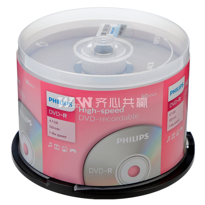 飞利浦Philips DVD-R 4.7G 1-16X 50张/桶 光盘