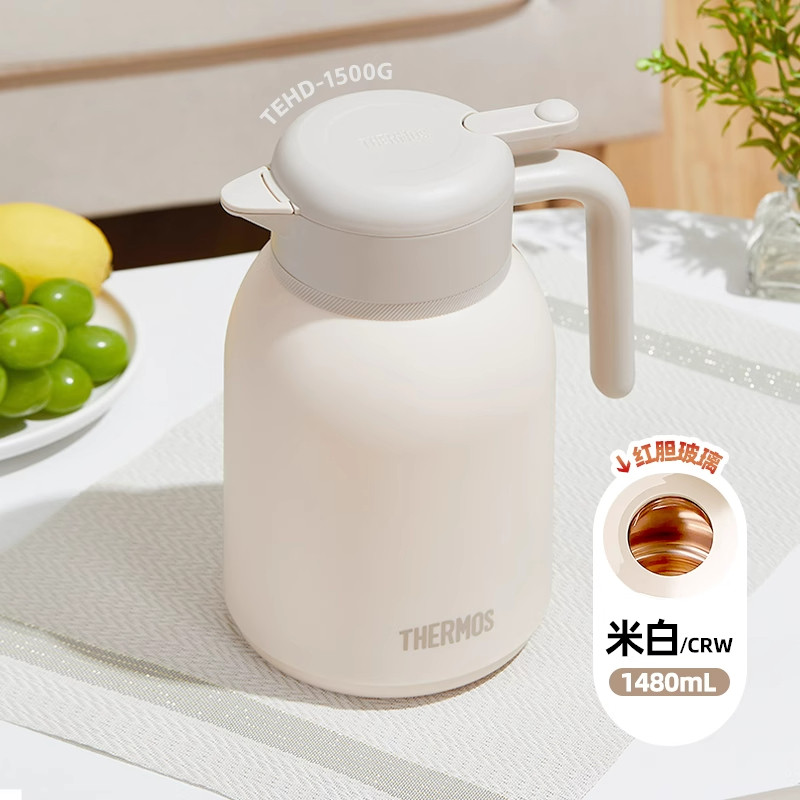 膳魔师THERMOS TEHD 1480ml 米白色 玻璃内胆 保温壶