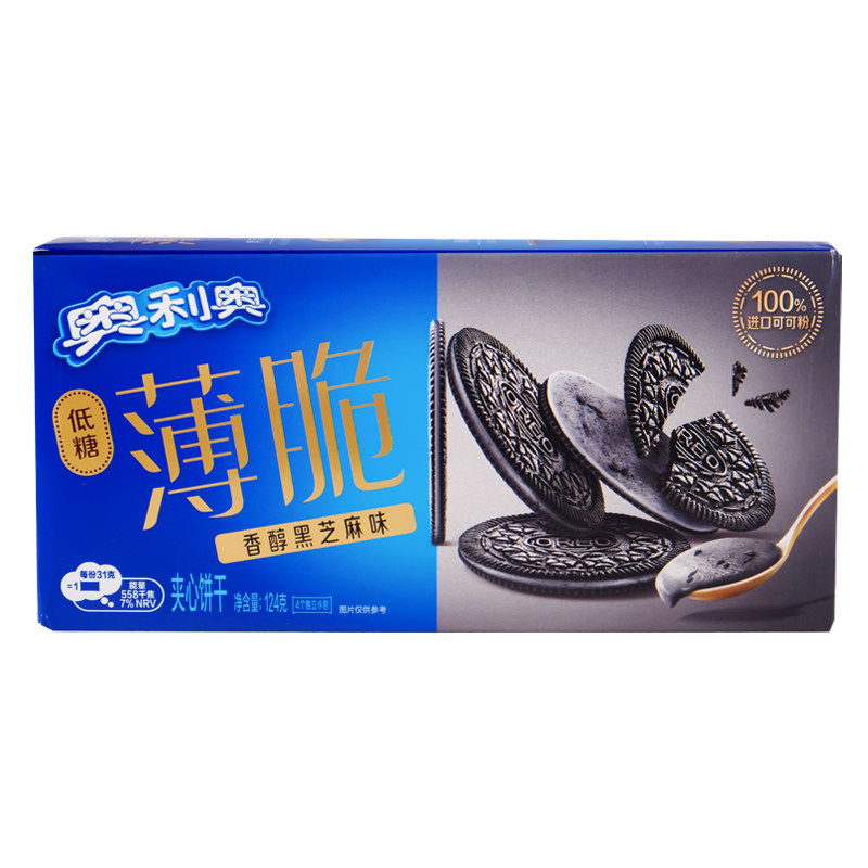 奥利奥 31g*4包/盒 低糖 香醇黑芝麻味 薄脆夹心饼干