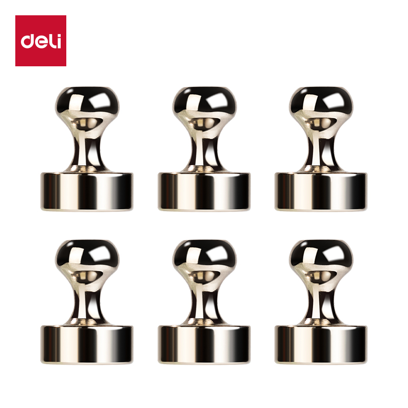 得力Deli MB413 直径12mm 6个/卡 原色 金属强磁磁钉